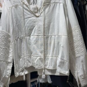 Zara White Crochet Detail Blouse